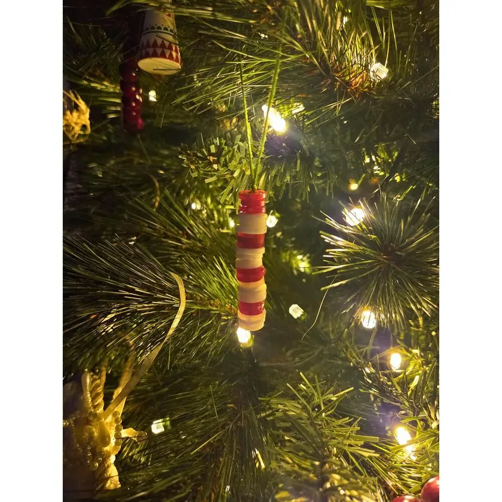 Peppermint Stick Button Ornament – Handmade Holiday Decor & Whimsical Gift